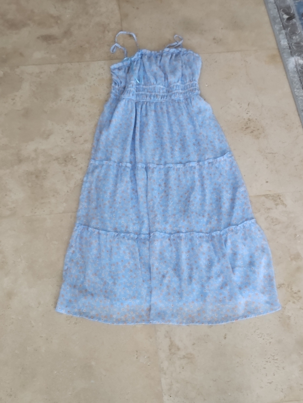 Hippie Rose Light Blue Floral Tiered Sundress for Girls